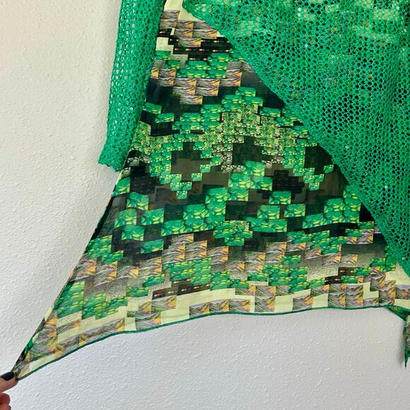 Vintage Adore asymmetric sheer layered unique 90s Y2K crochet 3/4 sleeve artsy S - Picture 6 of 13